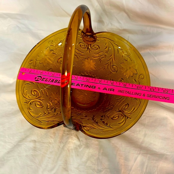 Vintage “MR” Indiana Sandwich Glass Amber Basket 11” Tiara Large - Picture 3 of 6